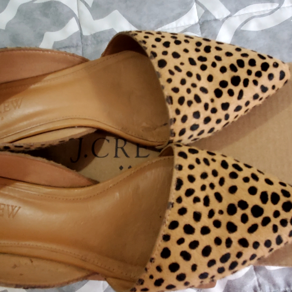 J. Crew D'orsay Animal Print Flats. Calf Hair.
